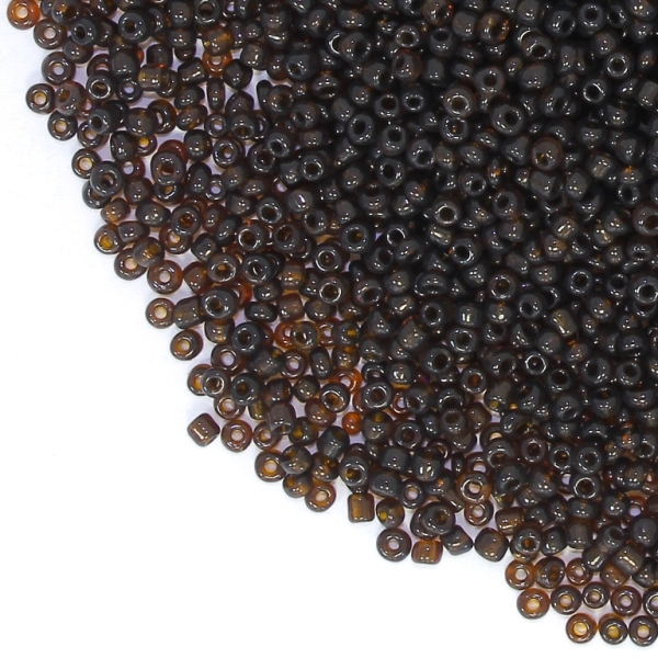 GLASS SEED BEADS - BALL 2mm - TRANSPARENT - BROWN 13 - 50g Hole-0.8mm