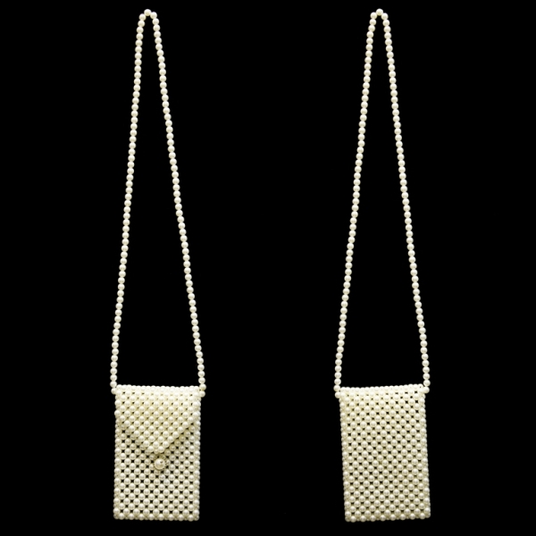 JEWELRY - HANDBAG MADE FROM PEARLS PK004 - 12x18x2.0cm ECRU (LIGHT) - PACKAGE 2pcs.