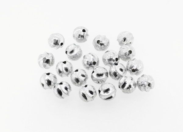 OPAQUE SILVER WASHED PLASTIC BEADS - BALL STRIPES - 9mm WHITE - PACKAGE 500g Hole-2.0mm (950pcs.)