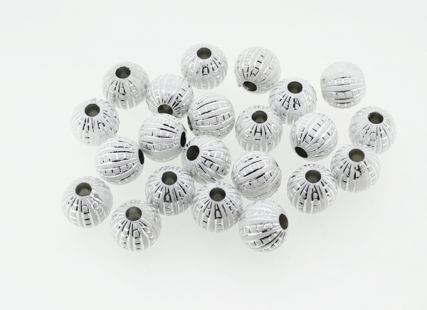 OPAQUE SILVER WASHED PLASTIC BEADS - BALL LADDER - 10x11mm WHITE - PACKAGE 500g Hole-3.5mm (750pcs.)