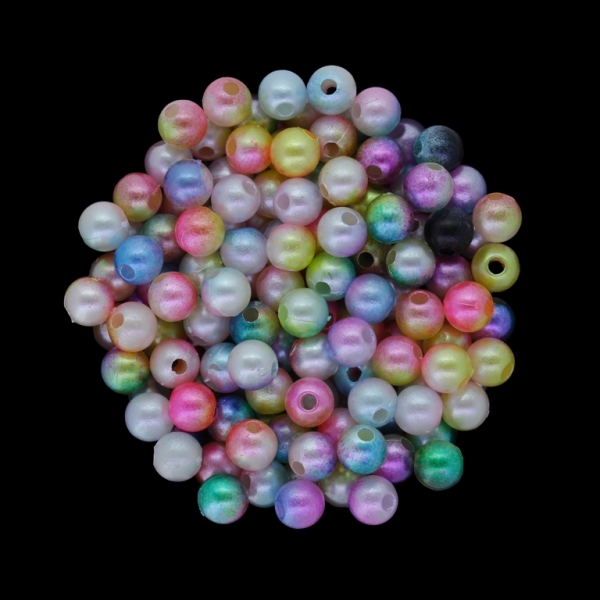 ACRYLIC IMITATION PLASTIC PEARLS - BALL - 6mm MULTICOLORED - MIX 025 - PACKAGE 500g Hole-1.8mm (4500pcs.)