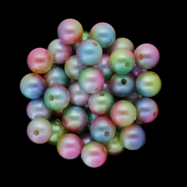 ACRYLIC IMITATION PLASTIC PEARLS - BALL - 10mm MULTICOLORED - TURQUOISE-PINK-YELLOW 020 - 50g Hole-1.8mm (80pcs.)