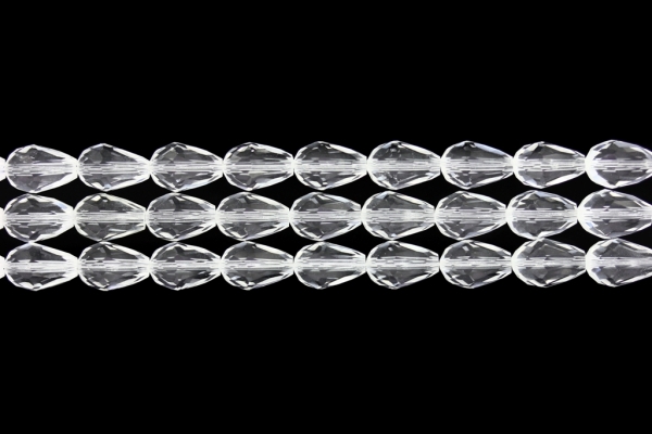 GLASS BEADS - TEARDROP CRYSTALS - 8x12mm - TRANSPARENT - WHITE 001 - PACKAGE (3x60pcs.) Hole-1.5mm