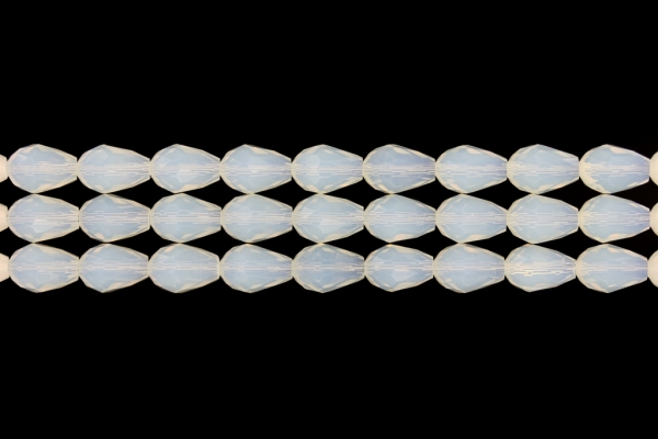 GLASS BEADS - TEARDROP CRYSTALS - 8x12mm - MILKY - SEMI-TRANSPARENT 036 - STRING (60pcs.) Hole-1.5mm