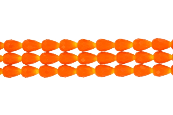 GLASS BEADS - TEARDROP CRYSTALS - 8x12mm - OPAQUE - ORANGE 064В - STRING (60pcs.) Hole-1.5mm