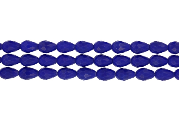 GLASS BEADS - TEARDROP CRYSTALS - 8x12mm - OPAQUE - BLUE (DARK) 058 - STRING (60pcs.) Hole-1.5mm