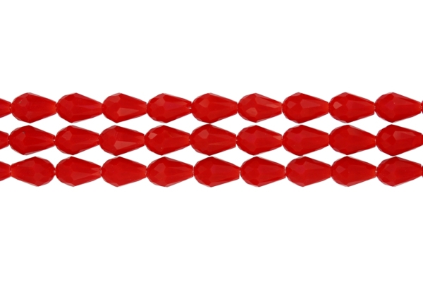 GLASS BEADS - TEARDROP CRYSTALS - 8x12mm - OPAQUE - RED (LIGHT) 065 - STRING (60pcs.) Hole-1.5mm