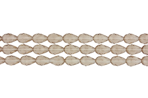 GLASS BEADS - TEARDROP CRYSTALS - 8x12mm - TRANSPARENT - BEIGE 024 - STRING (60pcs.) Hole-1.5mm