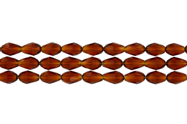 GLASS BEADS - TEARDROP CRYSTALS - 8x12mm - TRANSPARENT - BROWN (DARK) 017 - STRING (60pcs.) Hole-1.5mm