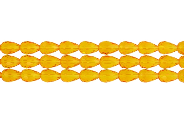 GLASS BEADS - TEARDROP CRYSTALS - 8x12mm - TRANSPARENT - ORANGE (LIGHT) 027 - STRING (60pcs.) Hole-1.5mm