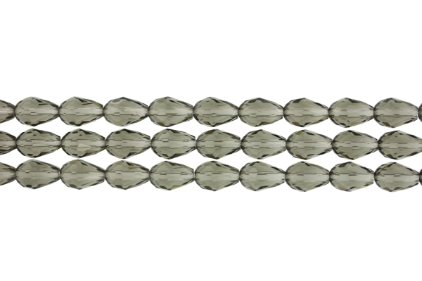 GLASS BEADS - TEARDROP CRYSTALS - 8x12mm - TRANSPARENT - GRAY 018 - STRING (60pcs.) Hole-1.5mm