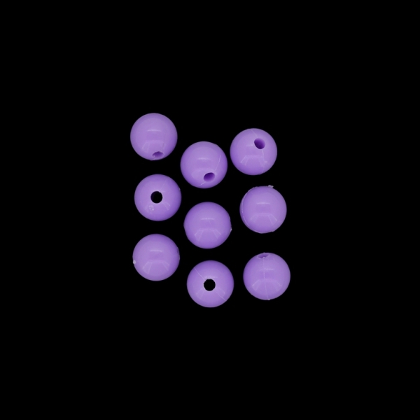 OPAQUE PLASTIC BEADS - BALL - 10mm PURPLE (LIGHT) 039 - 50g Hole-2.0mm (100pcs.)