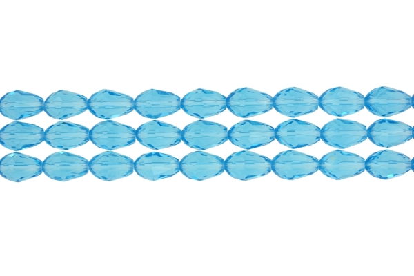 GLASS BEADS - TEARDROP CRYSTALS - 8x12mm - TRANSPARENT - BLUE (LIGHT) 008 - STRING (60pcs.) Hole-1.5mm