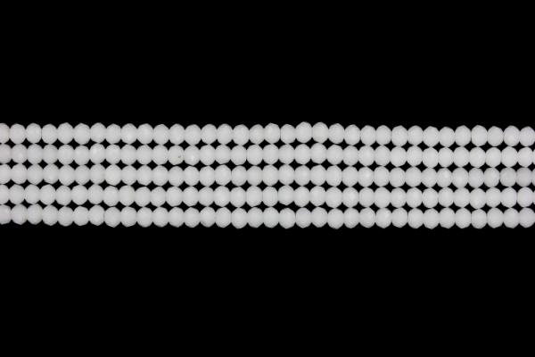 GLASS BEADS - FACETED RONDELLE CRYSTALS - 4x3mm - MILKY - WHITE 037 - PACKAGE (5x128pcs.) Hole-1.0mm