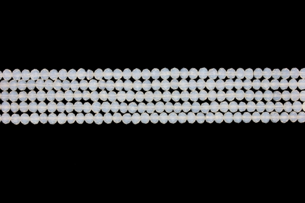 GLASS BEADS - FACETED RONDELLE CRYSTALS - 4x3mm - MILKY - TRANSPARENT 036 - STRING (128pcs.) Hole-1.0mm