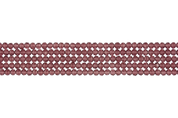 GLASS BEADS - FACETED RONDELLE CRYSTALS - 4х3mm - TRANSPARENT - PURPLE 013 - STRING (128pcs.) Hole:1.0mm