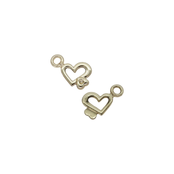 METAL BEADS WITH GLOSS - PENDANT - HEART 28 - 10x17x3mm GOLD (LIGHT) - PACKAGE 100g 128pcs. Hole-2.6mm