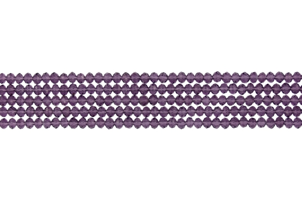 GLASS BEADS - FACETED RONDELLE CRYSTALS - 4х3mm - TRANSPARENT - PURPLE (DARK) 010 - STRING (128pcs.) Hole:1.0mm