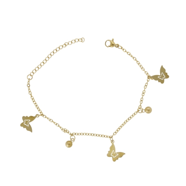 JEWELRY - CHAIN ​​BRACELET - STAINLESS STEEL - BUTTERFLY G139 - GOLD - PACKAGE 2pcs.