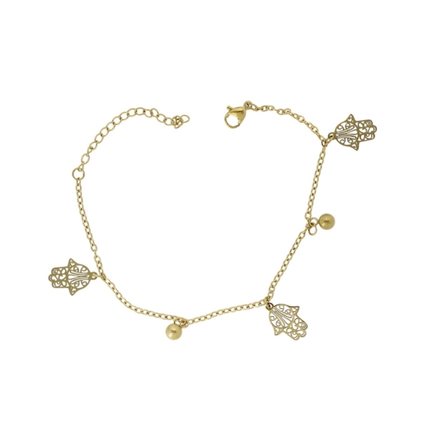 JEWELRY - CHAIN ​​BRACELET - STAINLESS STEEL - THE HAND OF FATIMA G137 - GOLD - PACKAGE 2pcs.