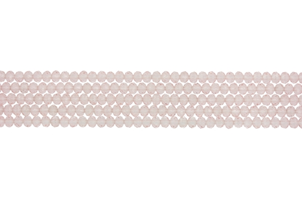 GLASS BEADS - FACETED RONDELLE CRYSTALS - 4х3mm - TRANSPARENT - PINK (LIGHT) 030 - STRING (128pcs.) Hole:1.0mm