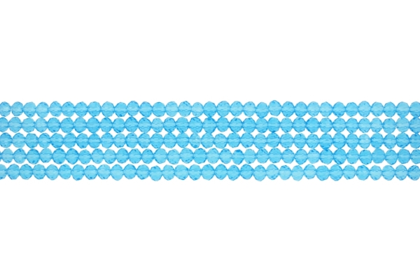 GLASS BEADS - FACETED RONDELLE CRYSTALS - 4х3mm - TRANSPARENT - BLUE (LIGHT) 008 - STRING (128pcs.) Hole:1.0mm