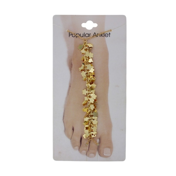 JEWELRY - ANKLET - METAL - CHAIN - 20cm FLOWER GK112 - GOLD - PACKAGE 3pcs.