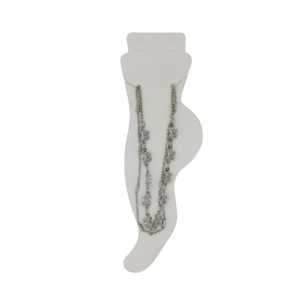 JEWELRY - ANKLET - METAL AND CRYSTALS - CHAIN - 19.5cm BUTTERFLY GK055 - NICKEL AND WHITE - PACKAGE 3pcs.