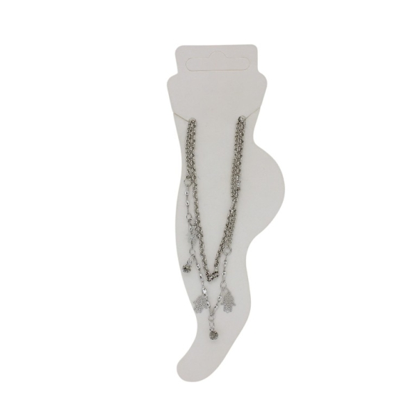 JEWELRY - ANKLET - METAL AND CRYSTALS - CHAIN - 24cm THE HAND OF FATIMA GK052 - NICKEL AND WHITE - PACKAGE 3pcs.