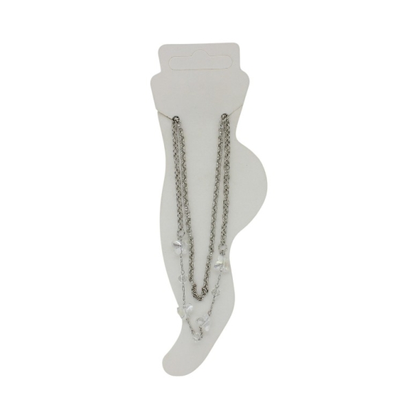 JEWELRY - ANKLET - METAL AND CRYSTALS - CHAIN - 25cm BUTTERFLY GK056 - NICKEL AND WHITE - PACKAGE 3pcs.
