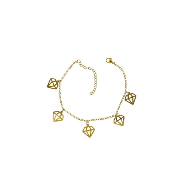 JEWELRY - ANKLET - STAINLESS STEEL - CHAIN - 18.5cm DIAMOND GK079 - GOLD - 1pc.