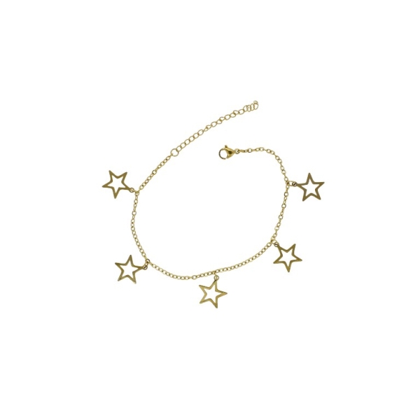 JEWELRY - ANKLET - STAINLESS STEEL - CHAIN - 18.5cm STAR GK074 - GOLD - 1pc.