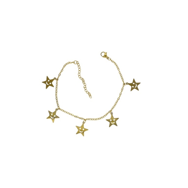 JEWELRY - ANKLET - STAINLESS STEEL - CHAIN - 18.5cm STAR GK076 - GOLD - PACKAGE 2pcs.