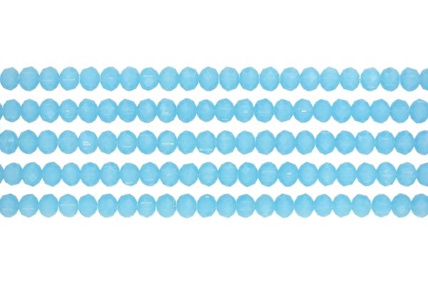 GLASS BEADS - FACETED RONDELLE CRYSTALS - 6x5mm - MILKY - BLUE (LIGHT) 041 - STRING (88pcs.) Hole-1.2mm