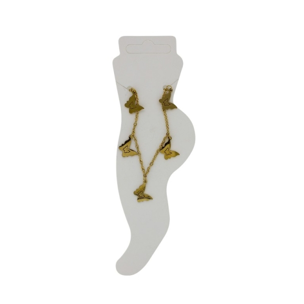 JEWELRY - ANKLET - STAINLESS STEEL - CHAIN - 18.5cm BUTTERFLY GK073 - GOLD - PACKAGE 2pcs.