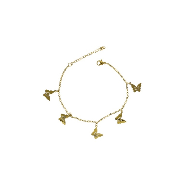 JEWELRY - ANKLET - STAINLESS STEEL - CHAIN - 18.5cm BUTTERFLY GK073 - GOLD - PACKAGE 2pcs.