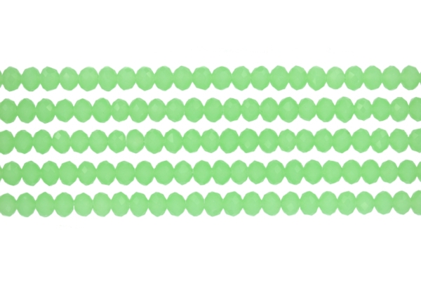 GLASS BEADS - FACETED RONDELLE CRYSTALS - 6x5mm - MILKY - GREEN 039 - PACKAGE (5x88pcs.) Hole:1.2mm