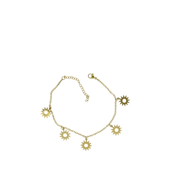 JEWELRY - ANKLET - STAINLESS STEEL - CHAIN - 18.5cm SUN GK082 - GOLD - PACKAGE 2pcs.