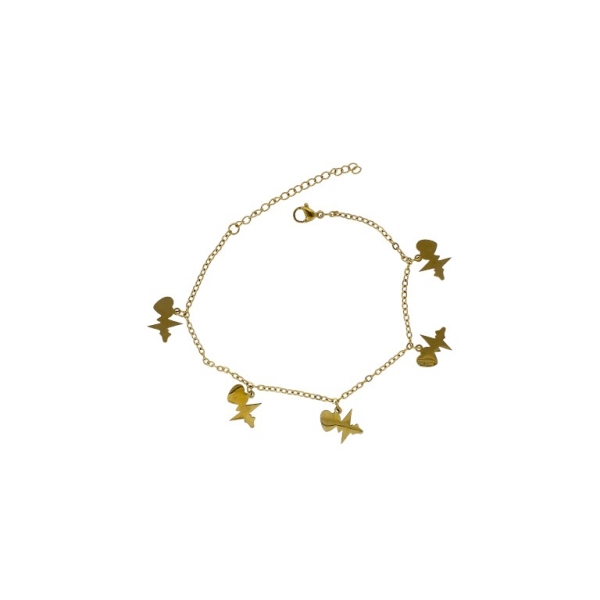 JEWELRY - ANKLET - STAINLESS STEEL - CHAIN - 18.5cm HEART GK075 - GOLD - 1pc.