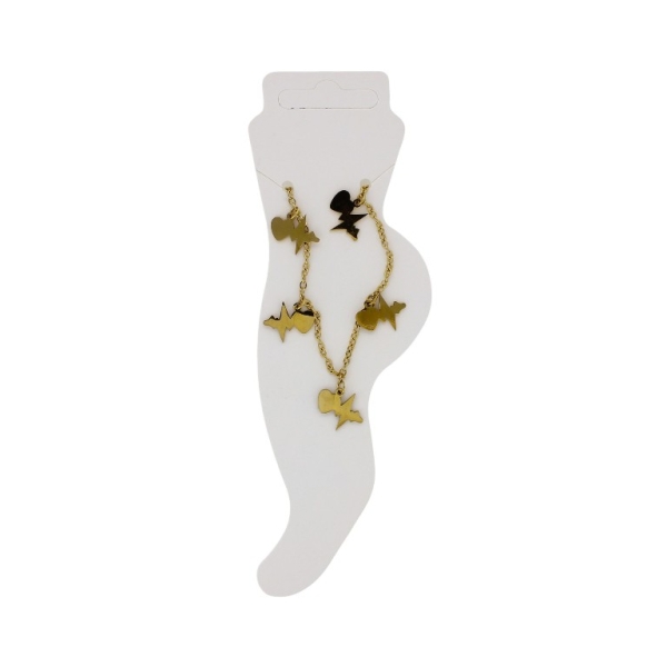 JEWELRY - ANKLET - STAINLESS STEEL - CHAIN - 18.5cm HEART GK075 - GOLD - PACKAGE 2pcs.