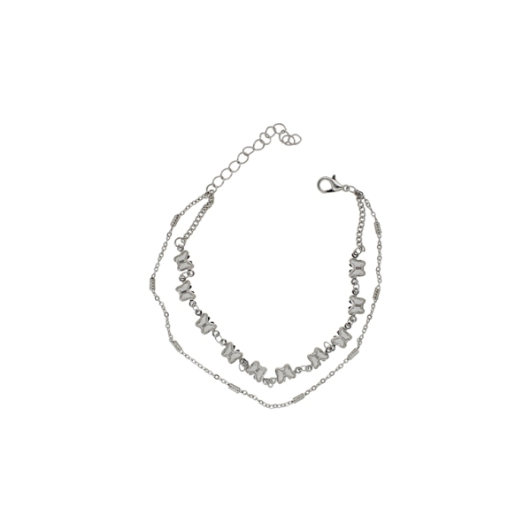 JEWELRY - ANKLET - METAL AND CRYSTALS - CHAIN - 19.5cm BUTTERFLY GK055 - NICKEL AND WHITE - 1pc.