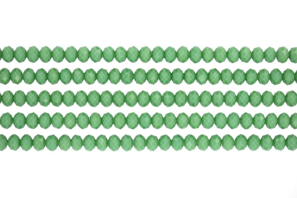 GLASS BEADS - FACETED RONDELLE CRYSTALS - 6x5mm - OPAQUE - GREEN 059 - PACKAGE (5x88pcs.) Hole:1.2mm