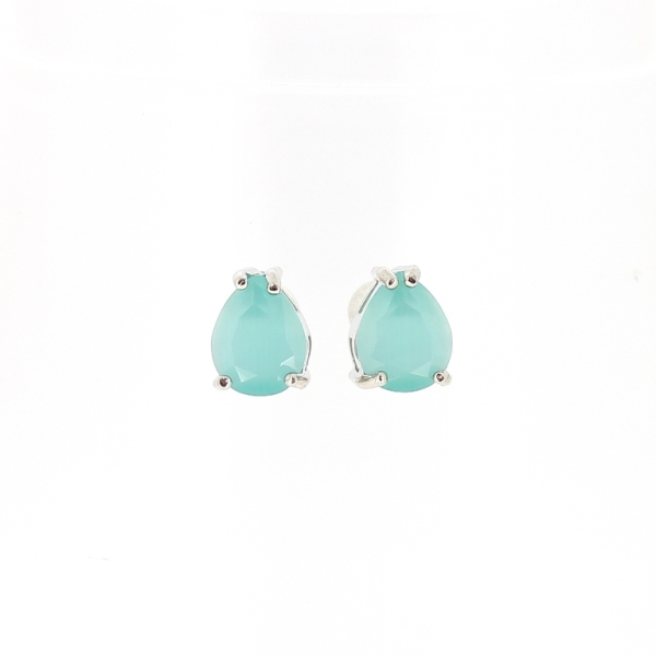 JEWELRY - EARRINGS - SCREW - CAT'S EYE - DROP Е536 - 0.9x1.1cm NICKEL AND BLUE (LIGHT) - PACKAGE 6 pairs