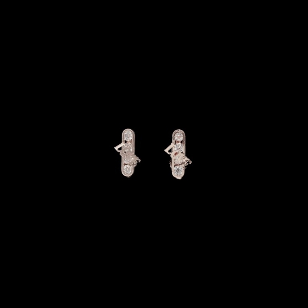 JEWELRY - EARRINGS - CLIPS - ZIRCON - LOVE Е569 - 0.8x1.9cm ROSE GOLD AND WHITE - PACKAGE 6 pairs