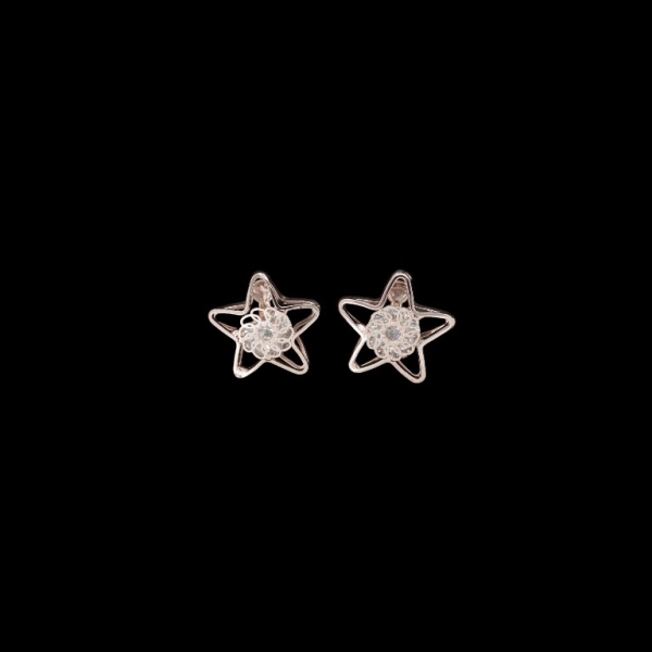 JEWELRY - EARRINGS - CLIPS - ZIRCON - STAR Е567 - 2.1x2.1cm ROSE GOLD AND WHITE - 1 pair