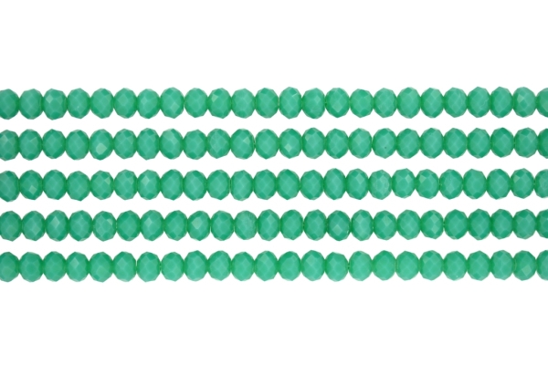 GLASS BEADS - FACETED RONDELLE CRYSTALS - 6x5mm - OPAQUE - TURQUOISE GREEN 055 - PACKAGE (5x88pcs.) Hole:1.2mm