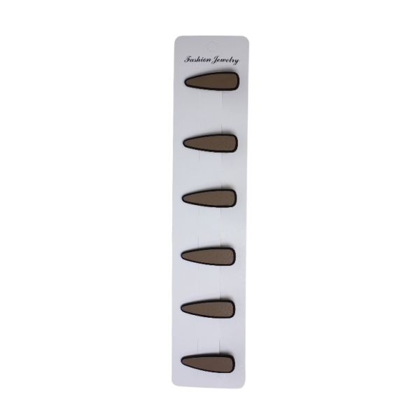 JEWELRY - METAL SNAP HAIR CLIP - METAL AND LEATHER - MODEL 14 - 4.5x1.5x1.2cm BROWN AND BLACK - PACKAGE 6pcs.