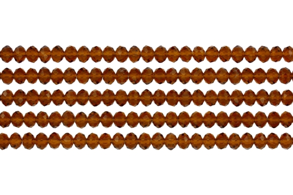 GLASS BEADS - FACETED RONDELLE CRYSTALS - 6x5mm - TRANSPARENT - BROWN (DARK) 017 - PACKAGE (5x88pcs.) Hole:1.2mm