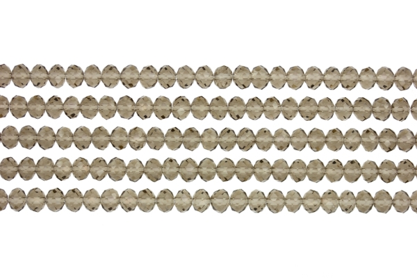 GLASS BEADS - FACETED RONDELLE CRYSTALS - 6x5mm - TRANSPARENT - GRAY 018 - PACKAGE (5x88pcs.) Hole:1.2mm