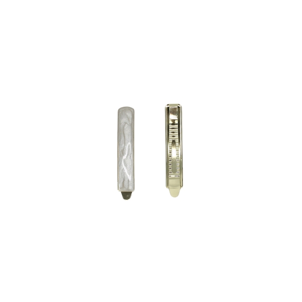 JEWELRY - METAL SNAP HAIR CLIP - METAL AND ENAMEL - MODEL 17 - 7.1x1.3x0.5cm GOLD AND ECRU - PACKAGE 6pcs.